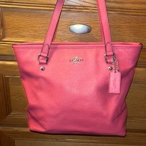 Coach Zip Top Tote Pink
